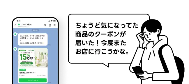 クーポンが配信されている様子