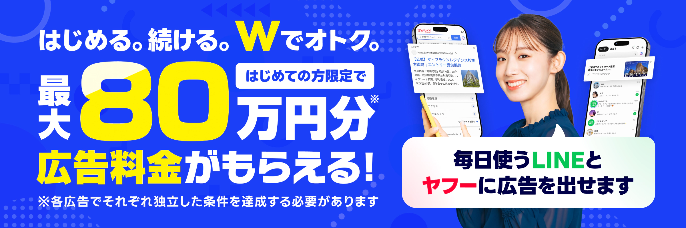 はじめての方限定 最大16万円分広告料金プレゼント