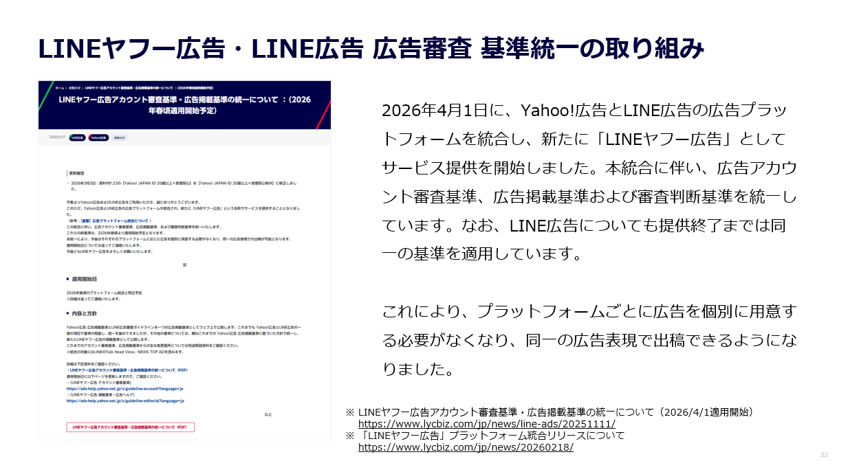 LINE広告　掲載面/トラフィック審査