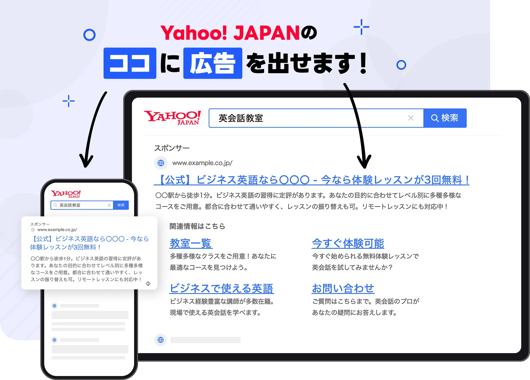 Yahoo! JAPANのココに広告を出せます！