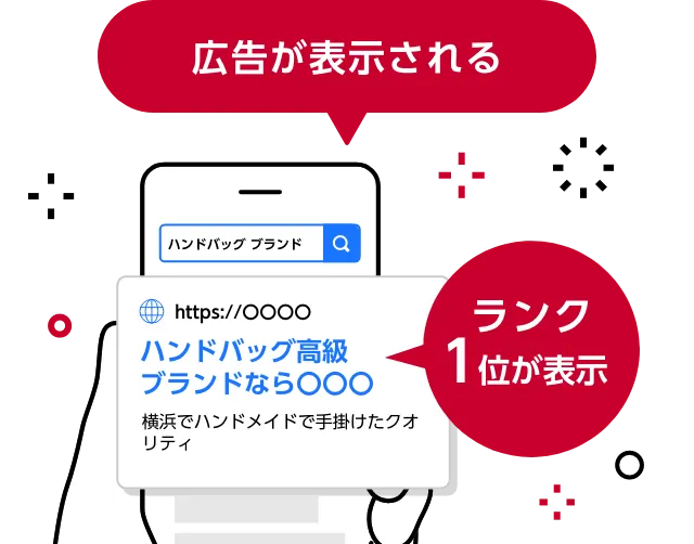 オークションランクが一番高い広告が一番上に表示される
